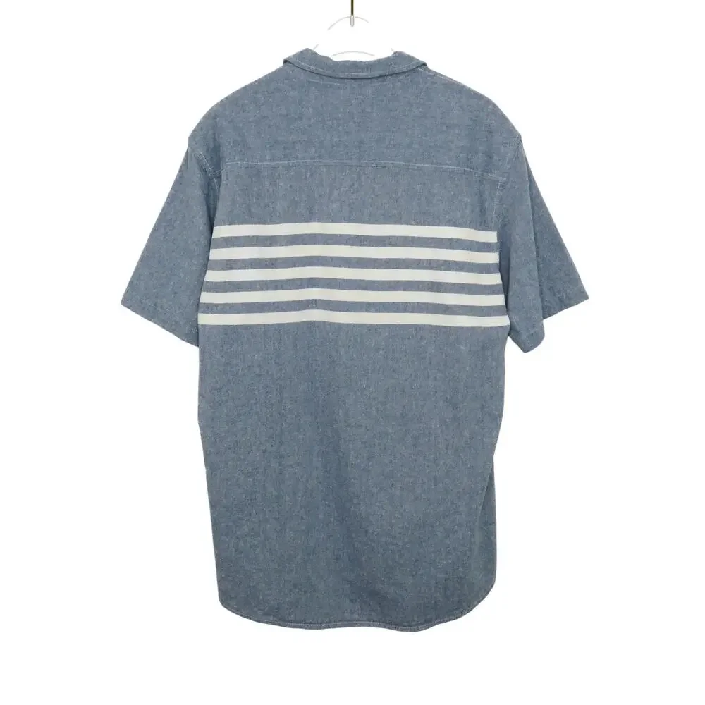 Urban Outfitters Burnside Retro Blue and White Striped Button Down Shirt Large
